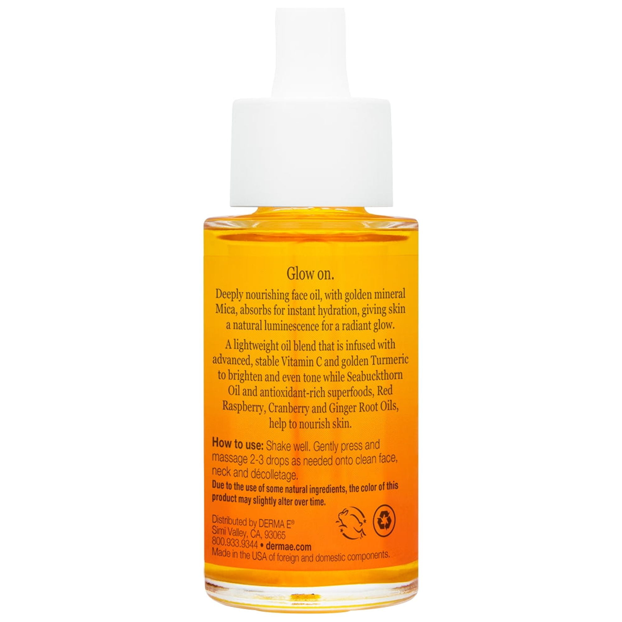 Derma E Vitamin C Glow Face Oil with Turmeric, 1 fl oz