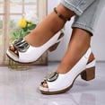 thumbnail image 3 of Womens Sandals Chunky Heel Peep Toe Thick Soled Leisure Shoes Spring Summer Casual Daily Holiday Beach Sandals Outerwear, 3 of 9