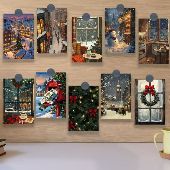 20 Christmas Cards Assortment, Festive Gold Foil Glitter 10 Patterns, 4 x 7" for Friends, Family, Kids, Boys & Girls