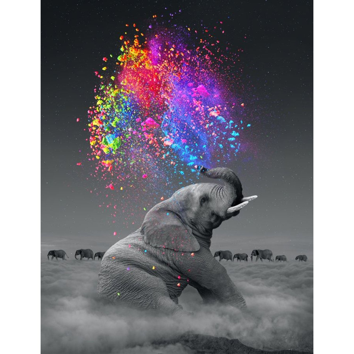 5D Diamond Painting Elephant Mother and Child Lovely Diamond Painting Full Drill Diamond Art Kit for Adults and Kids 12X16 inch DIY Art Craft for Home Wall Decor Diamond Art with Accessories Tools 