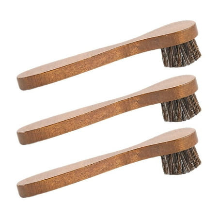 

3 Brown Beech Wood Handle Horsehair Smooth Leather Special Cleaning Brushes