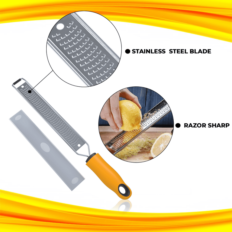 Zekpro Handheld Citrus Lemon Zester & Cheese Grater - Parmesan Cheese,  Lemon, Ginger, Garlic,, Chocolate, Vegetables, Fruits - Razor-Sharp  Stainless