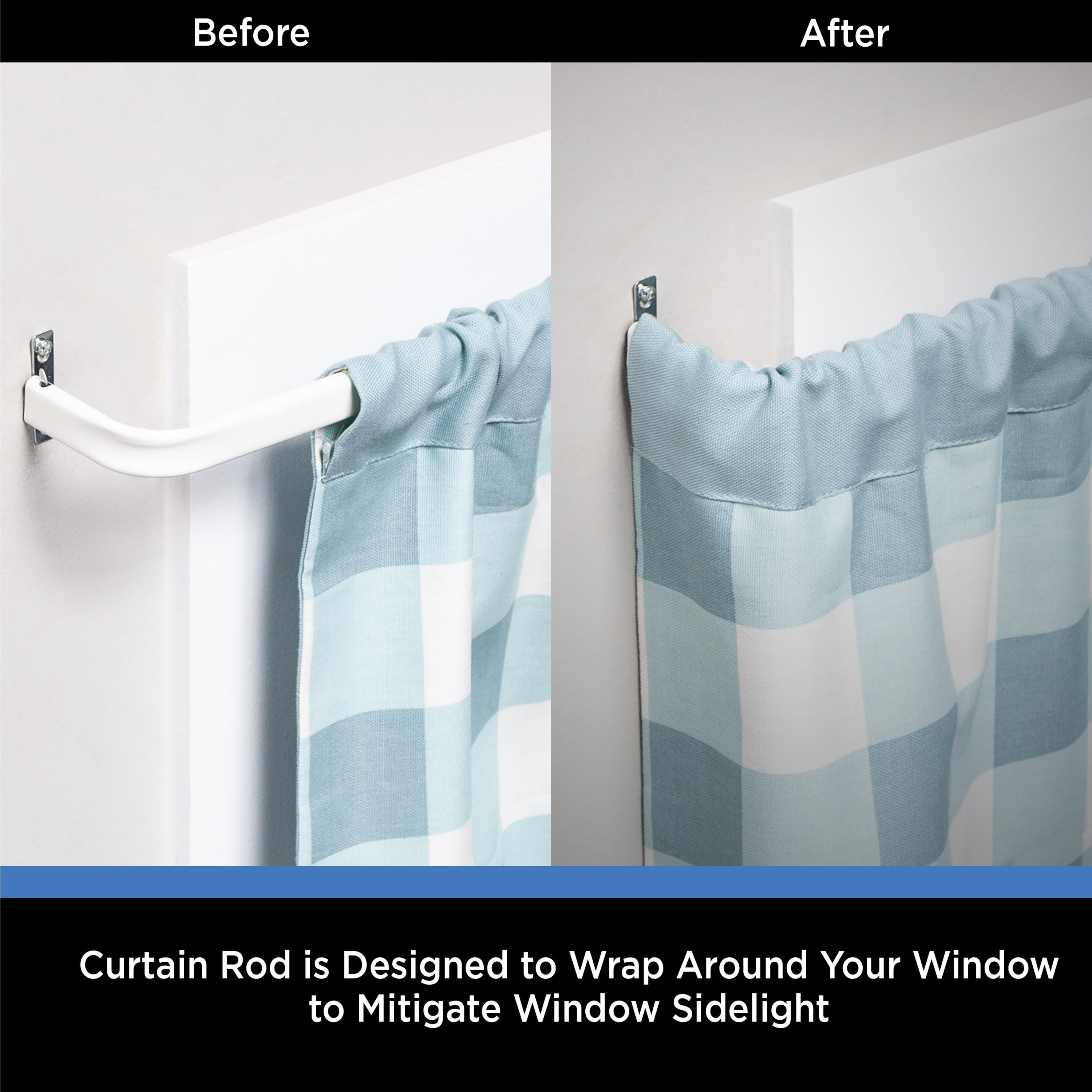 Mainstays 2" Basic Metal Wrap Around Adjustable Curtain Rod, 84-120" Adjustable Length, White Finish