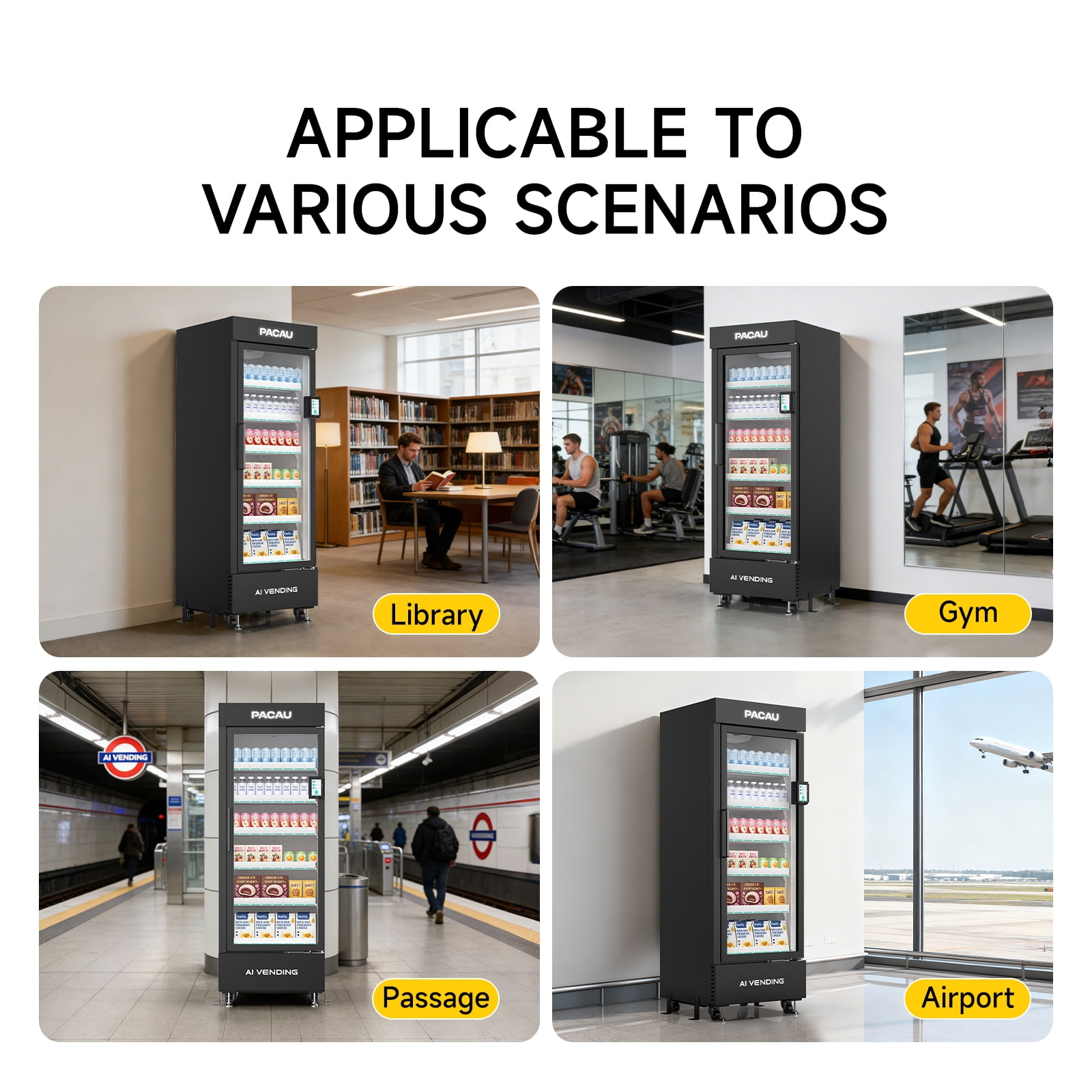 Smart Ai Vending Machine with Card Reader, Snack & Drink Combo, 6-Layer, 700 Can (300ml) Capacity, Refrigerated, Ai Visual Recognition & App Management, Vending Machines for Business