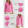 thumbnail image 3 of Dokotoo Women Oversized Casual Sweatshirts Crewneck Long Sleeve Side Split Hem Solid Color Pullover Jumper Top Rose Pink XXL US20-22, 3 of 9