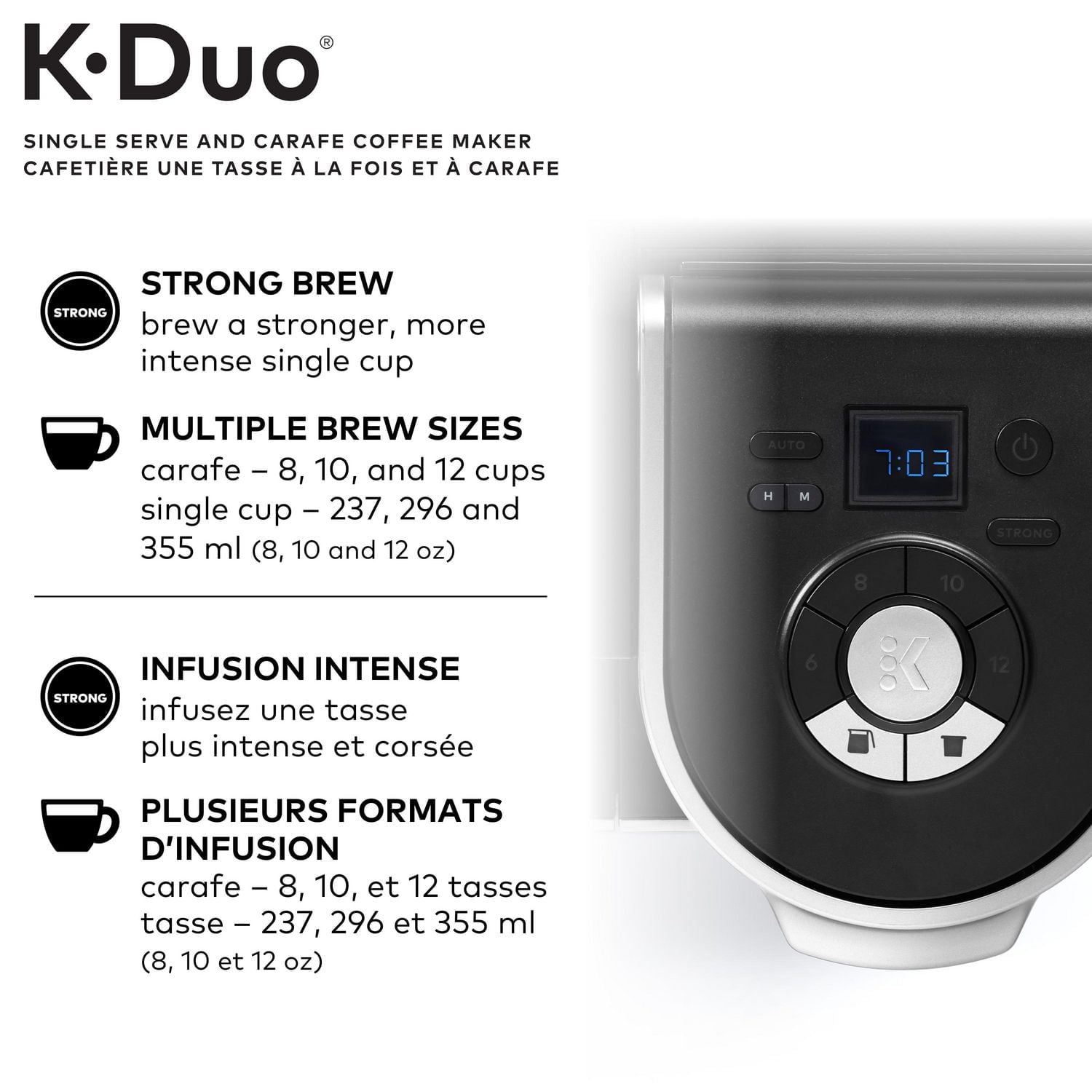 Keurig K-Duo Cafetière à dosettes et carafe K-Cup à portion individuelle, avec fonctions programmables et fonction d'infusion puissante, noir