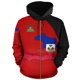 thumbnail image 3 of Nueva moda deportiva con estampado de bandera haitiana, sudaderas con capucha con cremallera, emblema nacional de la isla de Haití del mar Caribe, impresión 3D, jerseys de manga larga, 3 of 5