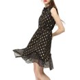 thumbnail image 4 of INSPIRE CHIC Women's Metallic Dots Print Sleeveless Ruffle Cocktail Dress, 4 of 7