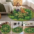 thumbnail image 6 of St Patricks Day Round Area Rug 4ft, Gold Green Shamrock Checkered Lucky Leaf Washable Non-Slip Circle Rugs for Bedroom Living Room Kitchen, Soft Non Shedding Circle Carpet for Dining Room Dorm, 6 of 9