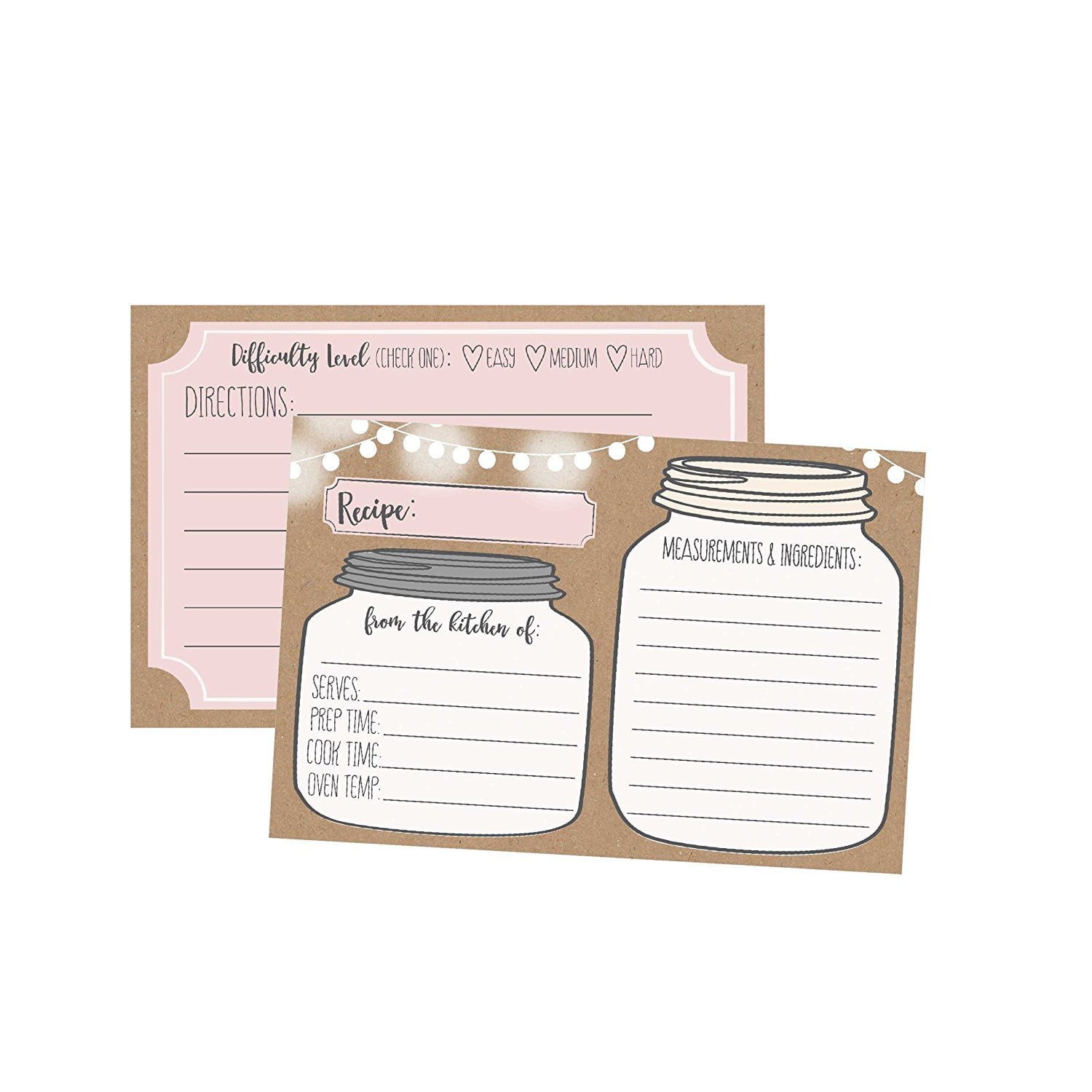 50 Double Sided Recipe Cards 4x6 Wedding Bridal Shower Card Kraft  50 Double Sided Recipe Cards 4x6 Wedding Bridal Shower Card Kraft