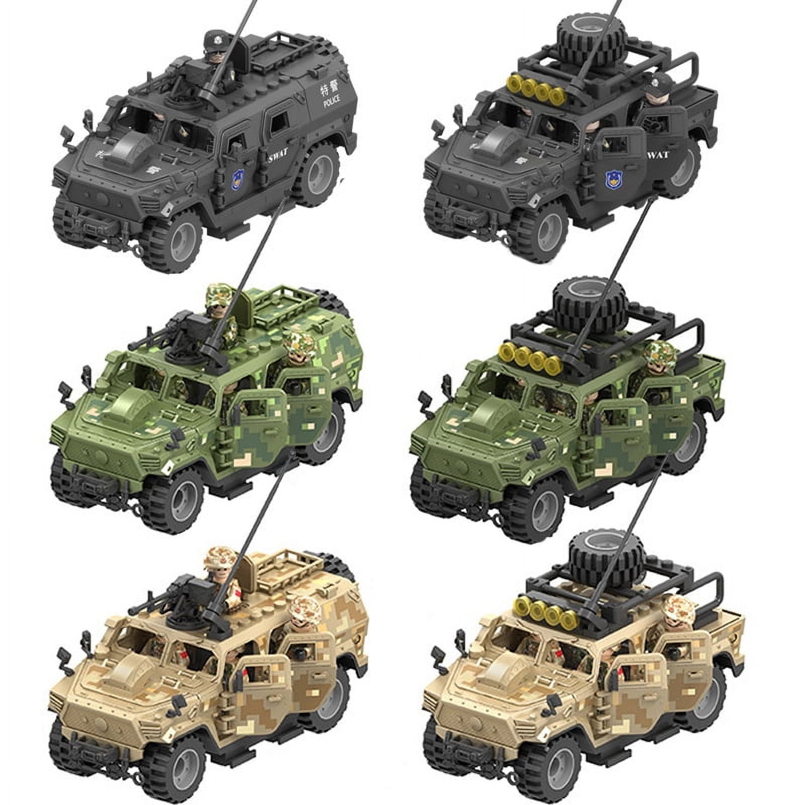 TBS Assault Team Military Hummer Jeep Armored Vehicle Building Block Model Army Mini Soldier Transport Chariot Toys Kit Gift