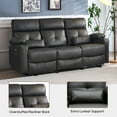 thumbnail image 6 of Recliner Sofa, Power Reclining Sofa with Heat and Massage, 3 Seater Power Recliner Couch with USB Ports, Cup Holders, Side Pockets, Faux Leather Wall Hugger Sofa Recliners for Living Room, 6 of 7