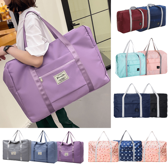 Dezsed Travel Bag Foldable Travel Duffel Bag Tote Carry On Luggage Sport Duffle Week-Ender Overnight for Women and Girls Purple
