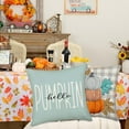 thumbnail image 2 of Fall Pillow Covers 20 x 20 Inch Set of 4, Hello Pumpkin Give Thanks Throw Pillow Covers Teal Gray Buffalo Plaid Autumn Thanksgiving Decorations Outdoor Farmhouse Cushion Case for Couch, 2 of 5