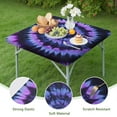 thumbnail image 4 of Blue Purple Tie Dye Pattern Square Fitted Tablecloth with Elastic Edge,Square Table Cover,Washable Elastic Table Cover for Home Kitchen Party Decor 34"x34", 4 of 6
