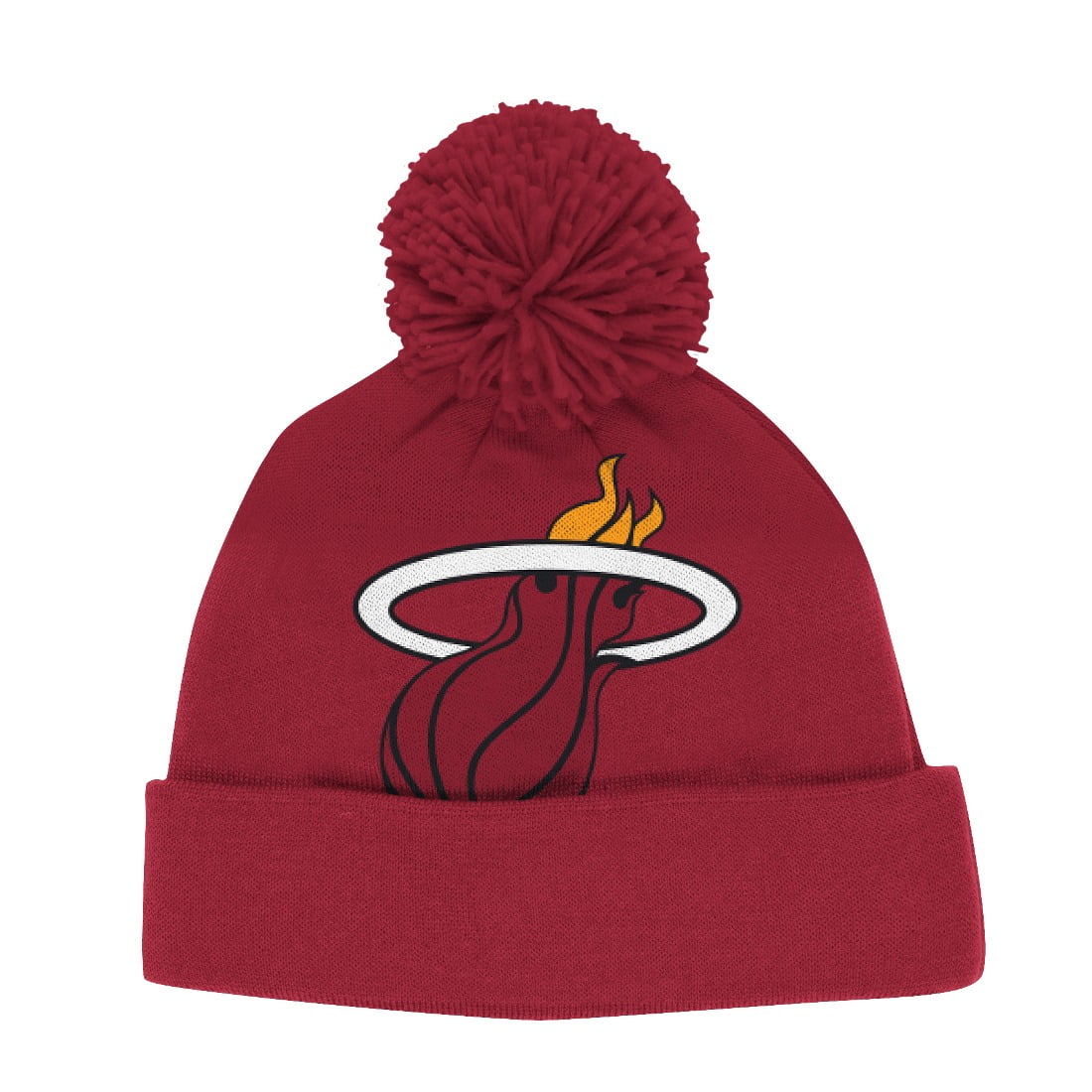 Miami Heat Adidas NBA Jacquard Logo Pom Cuffed Knit Hat by Adidas