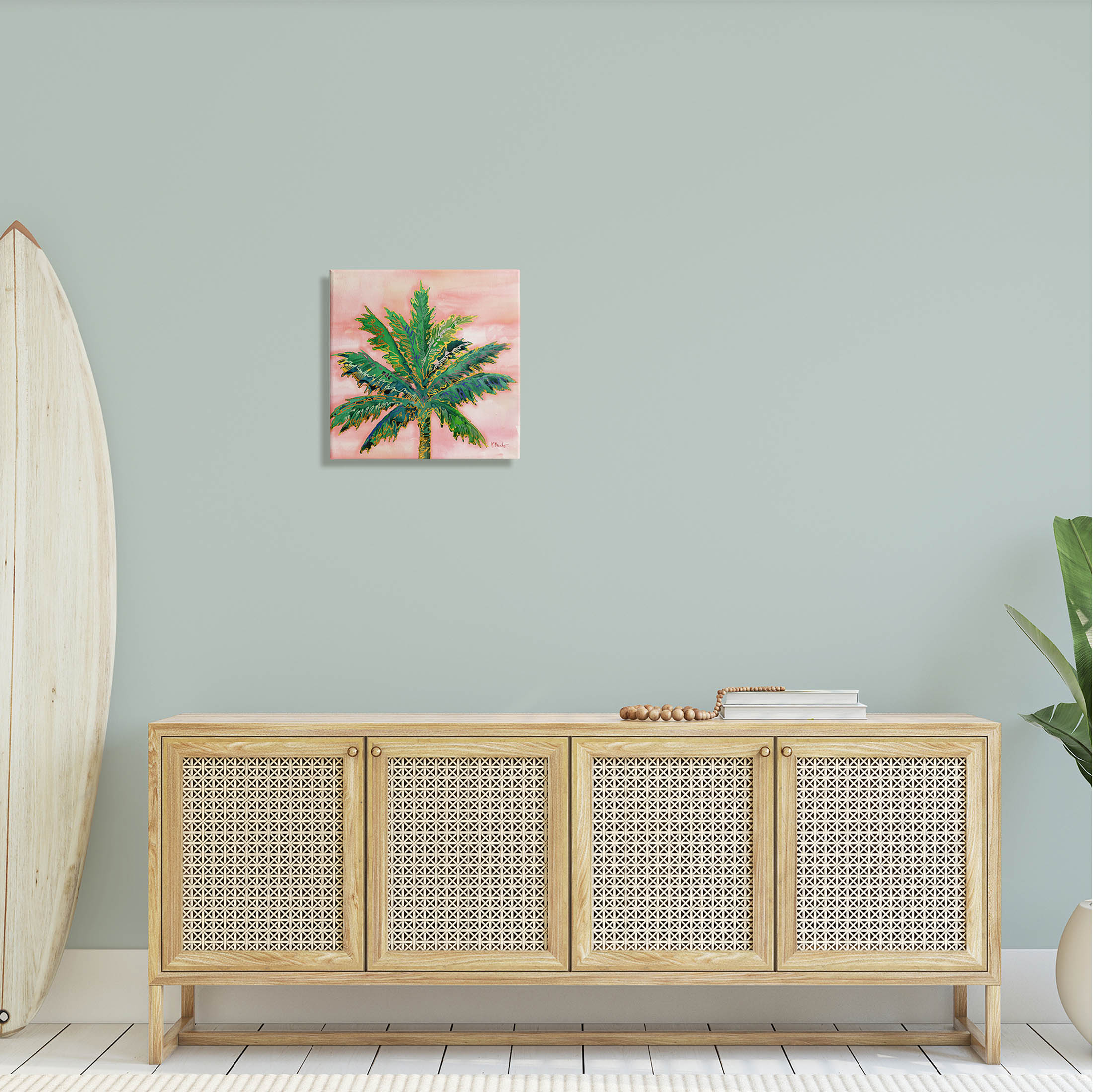 Modern Glam Outline Palm Tree Botanical & Floral Graphic Art Gallery Wrapped Canvas Print Wall Art