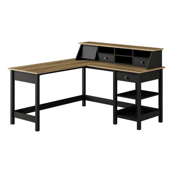 Mayfield 60W L Shaped Computer Desk in Vintage Black and Reclaimed Pine