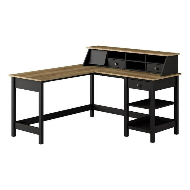 Mayfield 60W L Shaped Computer Desk in Vintage Black and Reclaimed Pine