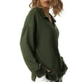 thumbnail image 2 of Qiylii Women Solid Color Sweatshirt, Long Sleeve Lapel Zipper Pullover Tops, 2 of 9