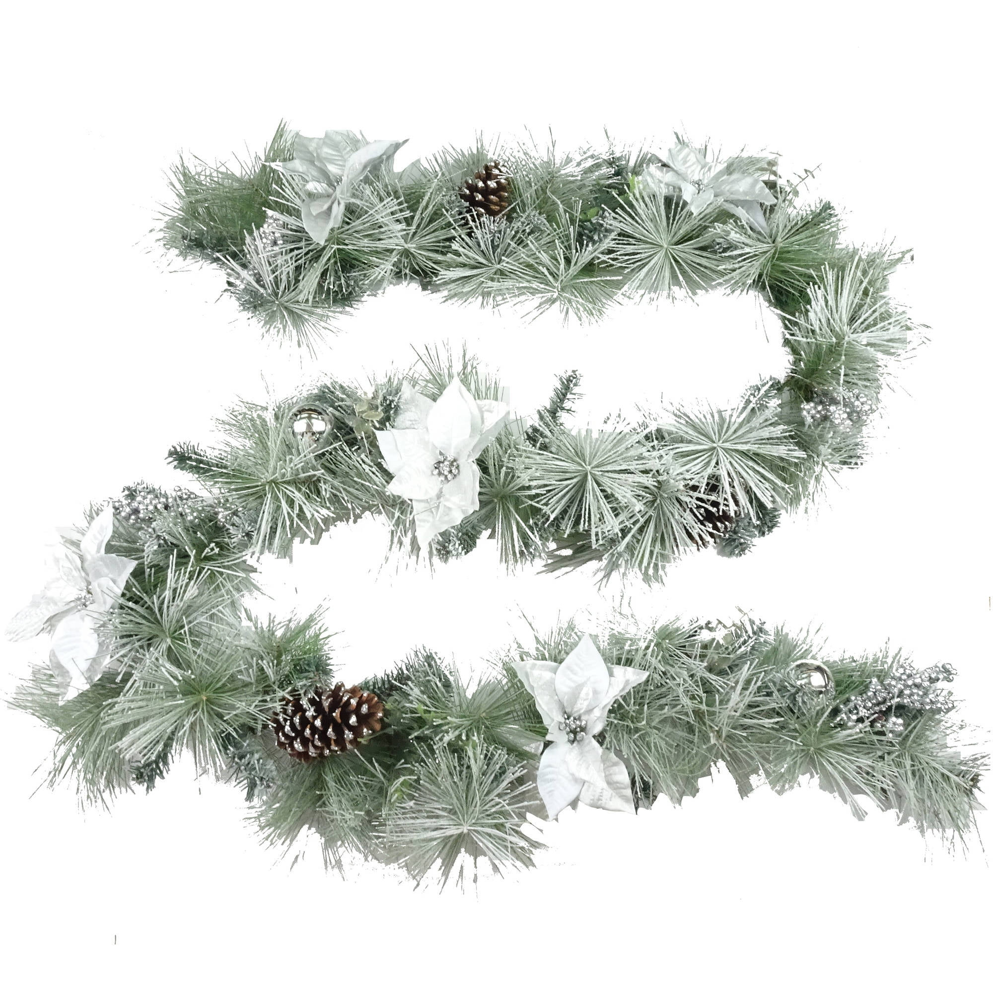 Holiday Time Decor 9 Deluxe White Flocked Holly Berry Holiday Time Decor 9 Deluxe White Flocked Holly Berry Garland Com