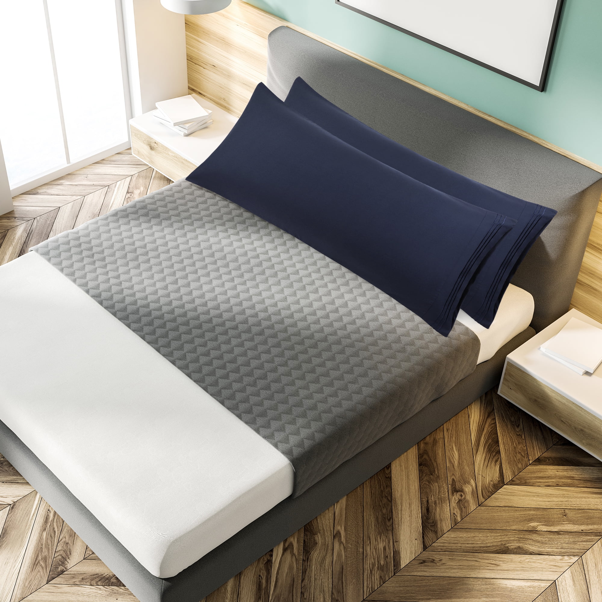 Unique Bargains Polyester Soft Zipper Closure Body Pillowcases 2 Pcs Navy 20"x54"