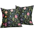 thumbnail image 2 of Botanical Print Vintage Floral Pillow Covers 16x16 Set of 2 Black Pink Blue Sage Green Flower Spring Plant Decorative Throw Pillow Cases Outdoor Farmhouse Decor for Sofa Couch Bed, 2 of 6