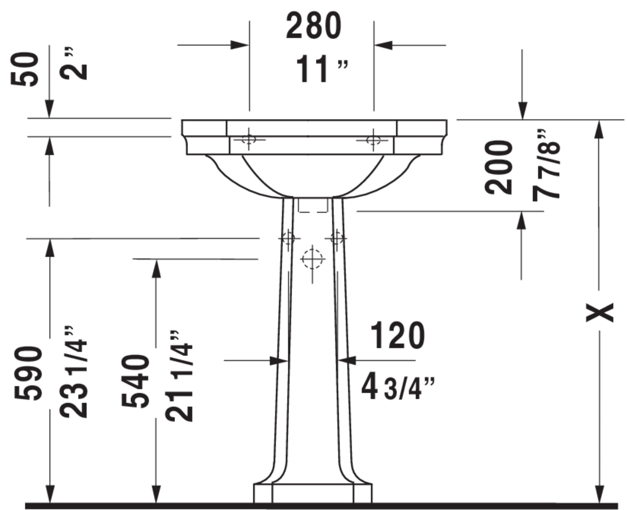 Duravit 0438600087 600 x 410 mm 1930 Series Bathroom Sink - White