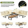 thumbnail image 5 of Harper & Bright Designs Metal Outdoor Patio Modular Sectional Sofa, L-Shaped Conversation Set with Adjustable Reclining Seats and Acacia Wood Table, Beige, 5 of 16