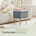 thumbnail image 4 of Parcus Faux Fur Vanity Stool with Storage, 16"L x 12.2"W x 18.9"H, Makeup Ottoman Chair with Padded Seat, 4 Metal Legs & Adjustable Anti-Slip Feet, 4 of 10