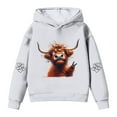 thumbnail image 3 of WAYUTE Sweatshirts for Girls and Boys Cow Print Cute Hooded Sweatshirt Soft Casual Pullover with Pocket for Kids, 3 of 6