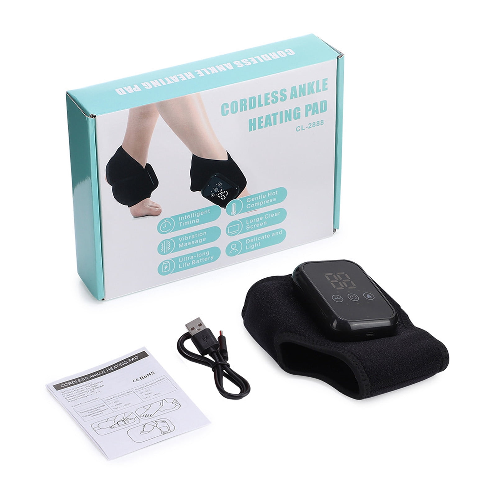 Lunxisen 1 Pcs Foot Massager, Wireless Portable Triple Method Heated Ankle Wrap with Vibration Modes.