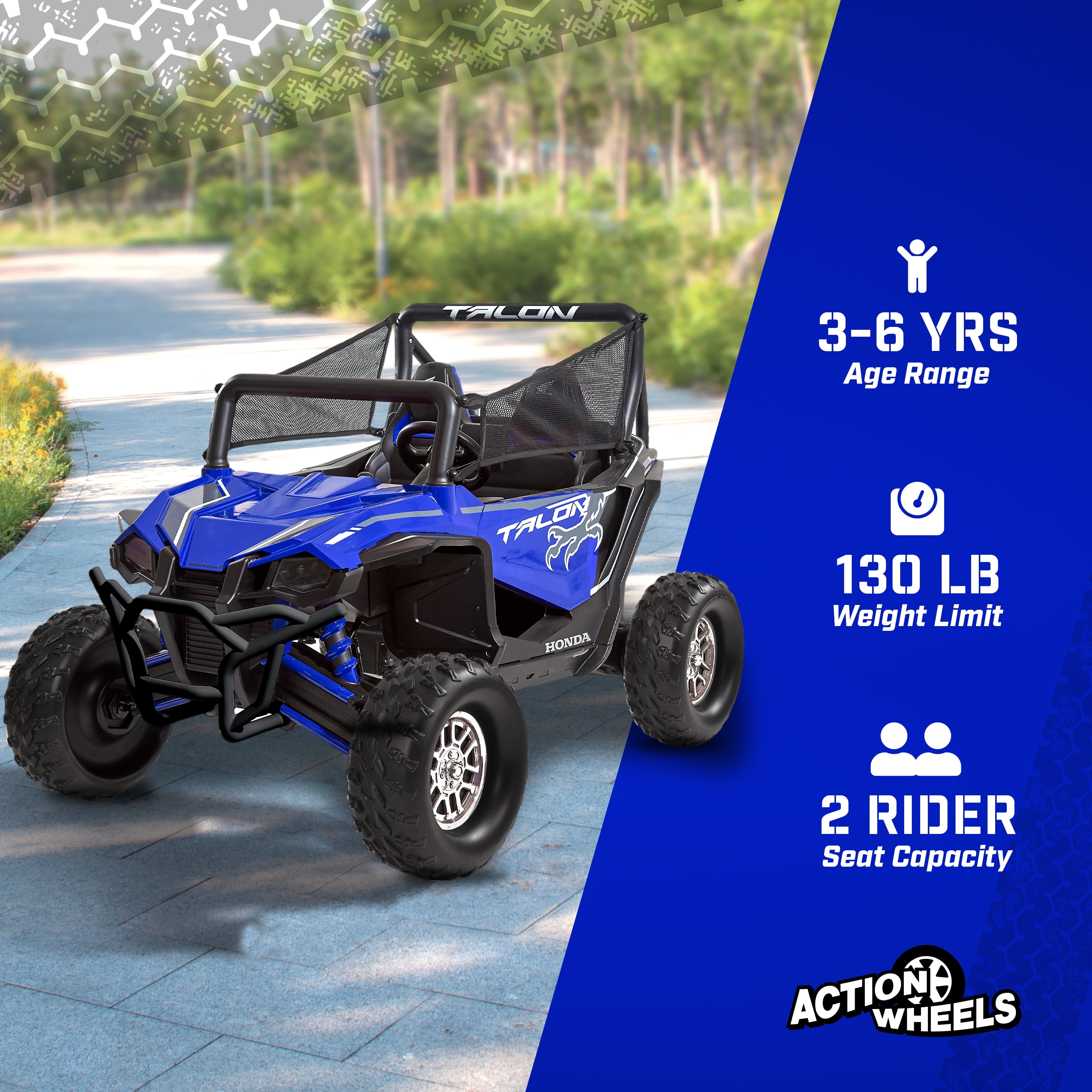 Honda Talon UTV 12-Volt Battery-Powered Ride-On Toy, Black/Red, 1 Count – Officially Licensed