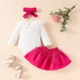 thumbnail image 5 of Mercatoo Winter Baby Girl Long Sleeve Romper Shirt + Ruffled Bow Skirt + Headband 3Pcs Sets Toddler Girls Fall Clothes, 5 of 9