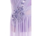 thumbnail image 6 of TSSOE Girls Lyrical Dance Dress Latin Ballet Jazz Leotard Gown Halter Sleeveless Applique Costume Irregular Tutu Skirt Light Purple 10, 6 of 7