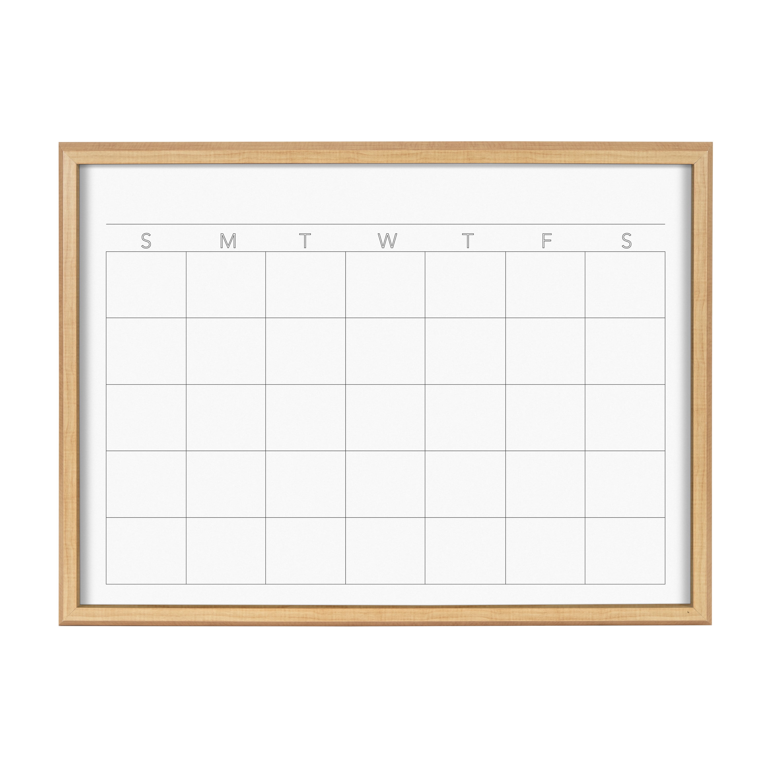 Kate and Laurel Blake Month Framed Printed Glass Dry Erase Board by The Creative Bunch Studio, 18x24 Natural, Monthly Calendar Printed Glass Wall Organizer