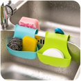 thumbnail image 4 of Juego de 2 soportes de esponja para fregadero doble, organizador de jabón para cepillos, cesta de almacenamiento de plástico para baño y cocina, azul, verde, 4 of 5