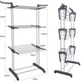 thumbnail image 4 of Bigzzia Clothes Drying Rack Folding Clothes Rail 3 Tier Clothes Horses Rack Stainless Steel Laundry Garment Dryer Stand with Two Side Wings Grey, 4 of 4