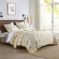 thumbnail image 5 of King Size 3 Pieces - 100% Cotton Versatile Floral Quilt Set, Yellow Grey Farmhouse Bedspread Coverlet - Soft Lightweight Comforter Bedding Set with Pillow Shams for All Season, 5 of 7