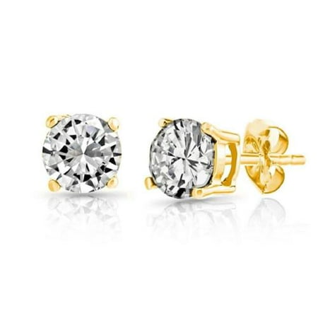 Pori 14k Gold Cubic Zirconia Stud Earrings 4mm