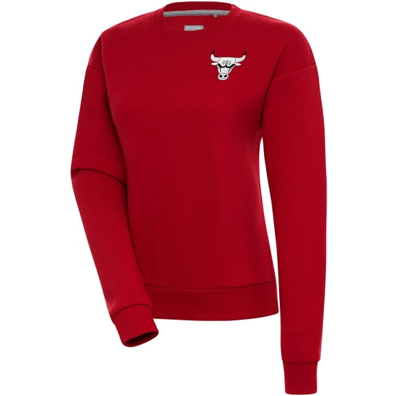 Women's Antigua  Red Chicago Bulls Brushed Metallic Victory Pullover Sweatshirt