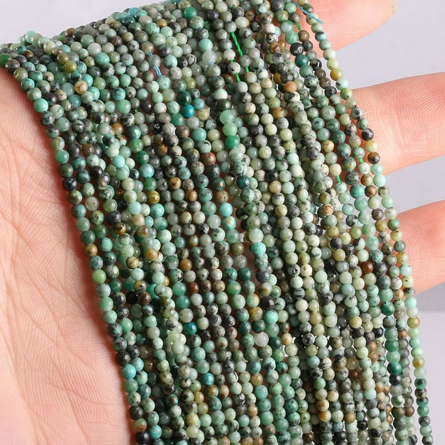 Nvzi Accesorios de joyería DIY con cuentas redondas pequeñas de 2 mm, pulseras de cuentas sueltas verdes, aretes, collares, accesorios de cuentas de joyería