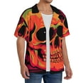 thumbnail image 2 of Naloa Skull And Flag Usa Men's Loose Fit Cuban Collar Short-Sleeve Shirt, Hawaiian Shirts, Mens Shirts Casual for Everyday Wear Outings-X-Large, 2 of 5