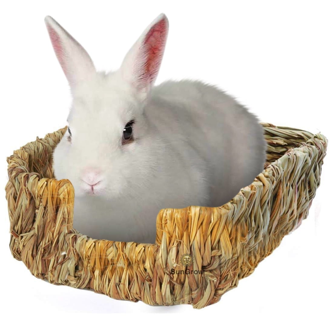HXHON Rabbit Grass Bed Portable Woven Small Animals Laying Sleeping Playing Bed for Rabbits Chinchillas Guinea Pigs