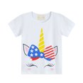 thumbnail image 2 of Little hand Pyjamas pour Filles Tout-Petits Quatrième Juillet Ensemble de Pyjama à Manches Courtes Licorne 7T, 2 of 9