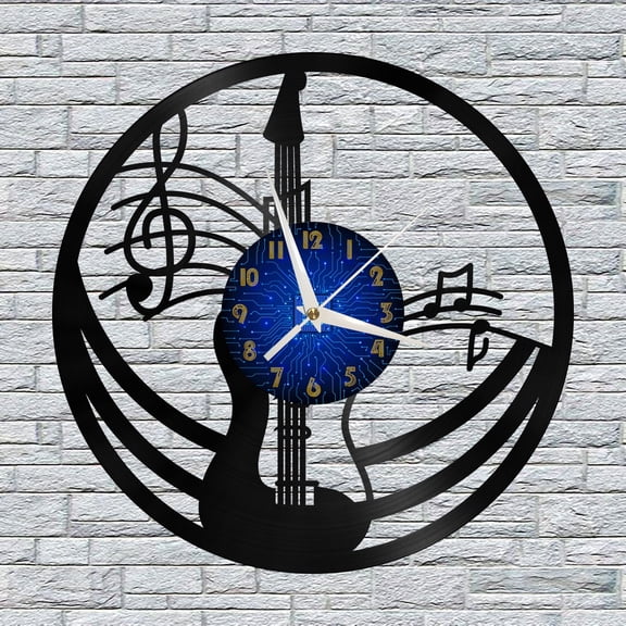 Violin Vinyl Wall Clock, Vinyl Record Clock Wall Art Silent & Non-ticking(12 inchs B)