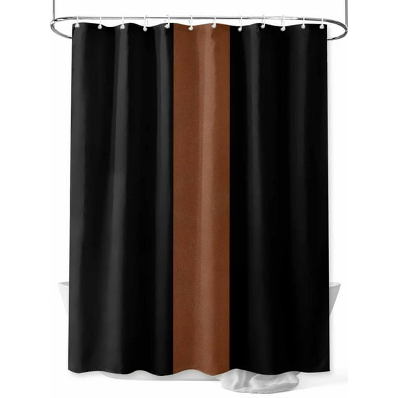 Boho Black Shower Curtain, and Brown Striped Tribal Farmhouse Style Waterproof Shower Curtain Set with 12 Hooks Lightweight Washable Fabric Shower Curtains for Bathroom 48x72 Inches
