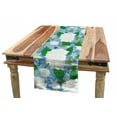 thumbnail image 1 of Floral Table Runner, Refreshing Spring Flower Theme and Tiny Blue Sparrows Perching on the Flower Leaves, Dining Room Kitchen Rectangular Runner, 3 Sizes, by Ambesonne, 1 of 2