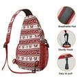 thumbnail image 3 of Sling Backpack,Red Christmas Knitted Pattern Sling Bag with Water Bottle Holder,Waterproof Sling Bag for Men/Women with Headphone Jack for Hiking,Travel, 3 of 6
