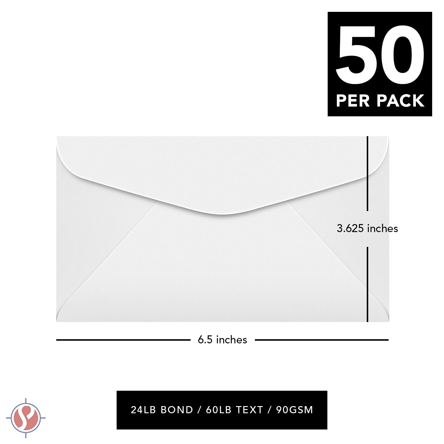 #6 3/4 White Window Envelopes, Reply Business Envelopes for Checks, Invoices, Bills | Commercial Flap w/ Gummed Seal | 3 5/8" x 6 1/2" | 24lb Bond (90gsm) | 50 per Pack